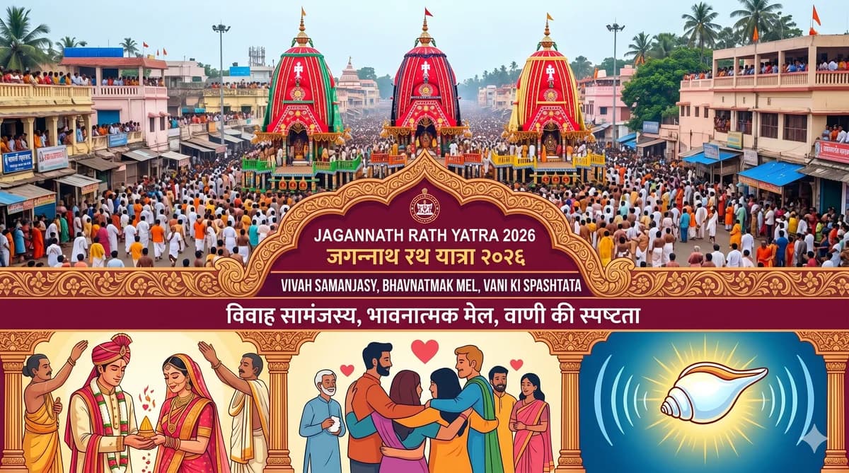 जगन्नाथ रथ यात्रा 2026 और विवाह-सामंजस्य: भावनात्मक मेल, वाणी की स्पष्टता और रिश्तों की स्थिरता का शास्त्रीय विश्लेषण